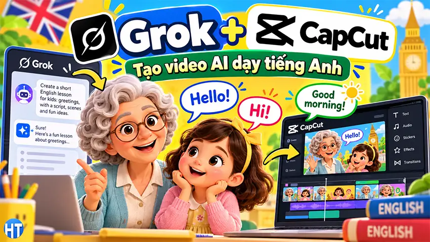 Cách mình dùng Grok và CapCut tạo video AI dạy tiếng Anh